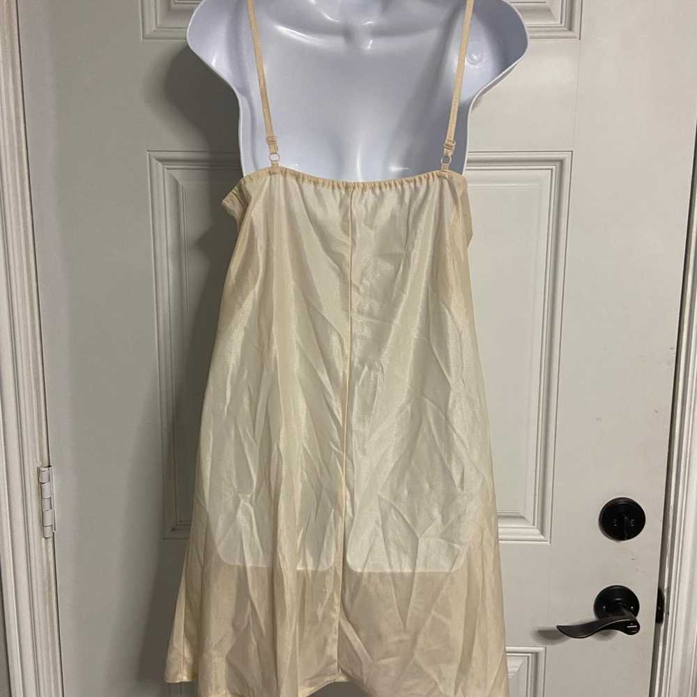 D1- VINTAGE Beige Sheer Night Slip Dress - image 4