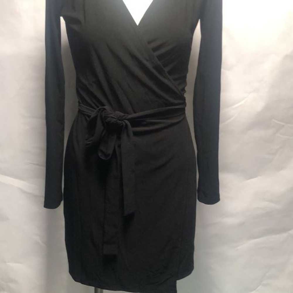 Leith black Long sleeve wrap around dress - image 4