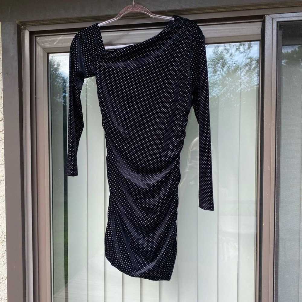 Zara Size medium black off the shoulder studded g… - image 5