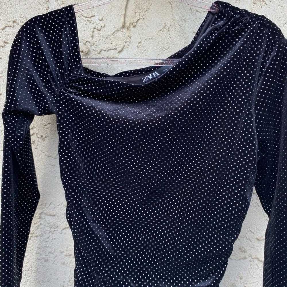 Zara Size medium black off the shoulder studded g… - image 6