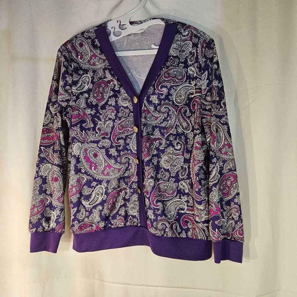 Vintage 70's Mod Purple Blouse Size Medium - image 1