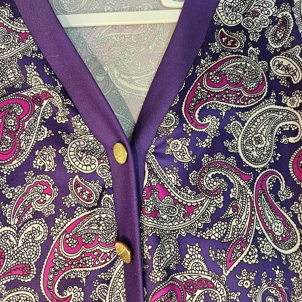 Vintage 70's Mod Purple Blouse Size Medium - image 2