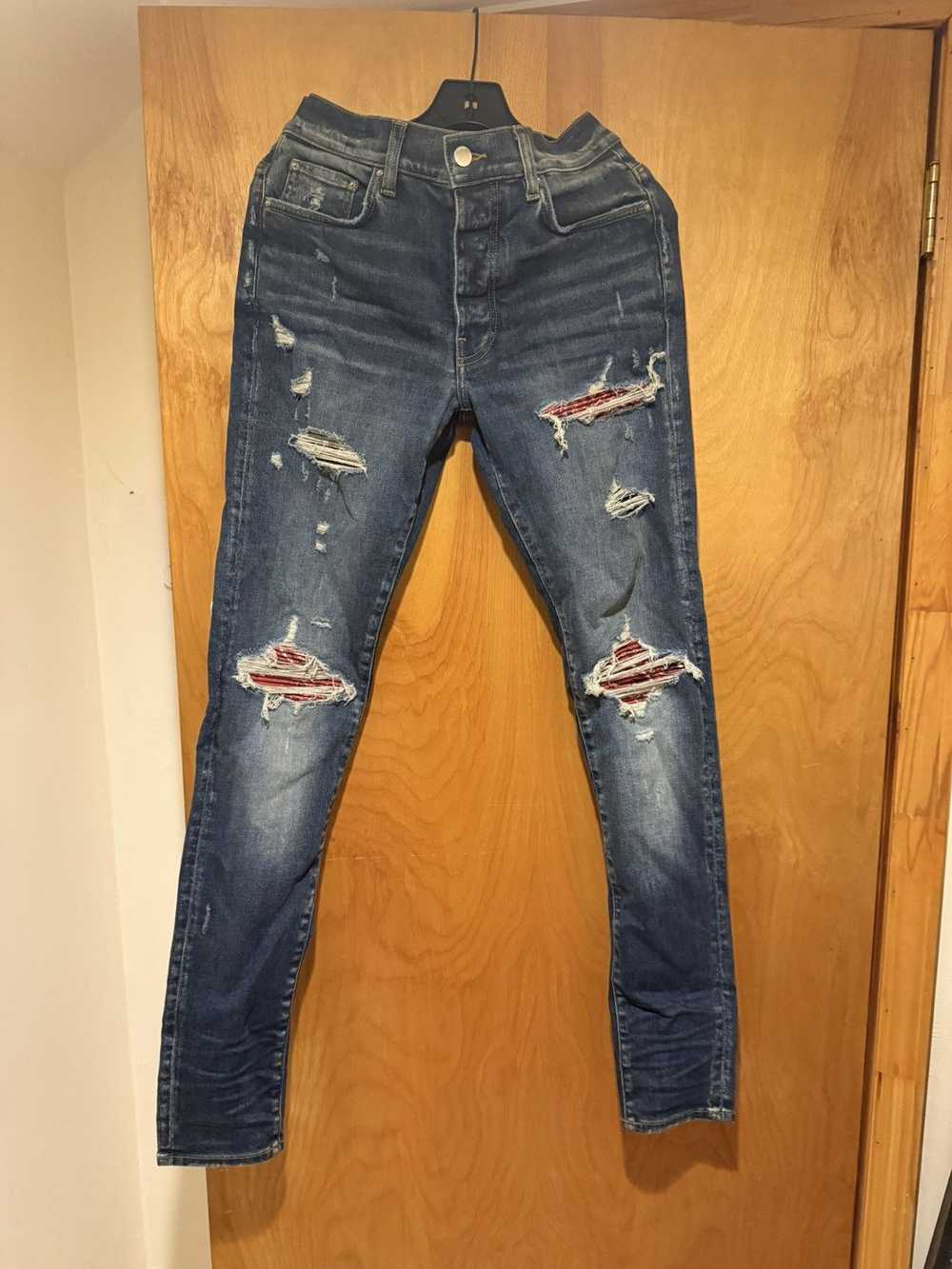 Amiri Amiri mx1 red bandana deep indigo denim jea… - image 1