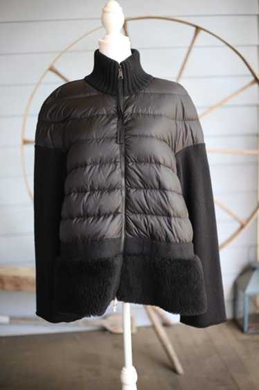 MONCLER MAGLIONE TRICOT CARDIGAN グレー M MONCLER Maglione Tricot Wool Knitted Cardigan Down Hood Size