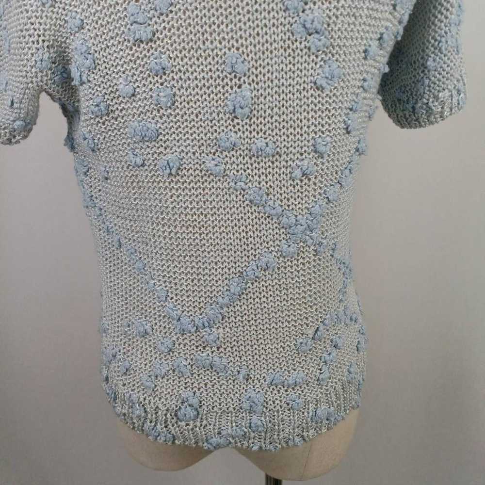 Ladies' Short Sleeve Knit Pullover Light Blue Han… - image 10