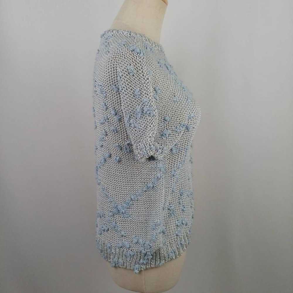 Ladies' Short Sleeve Knit Pullover Light Blue Han… - image 11