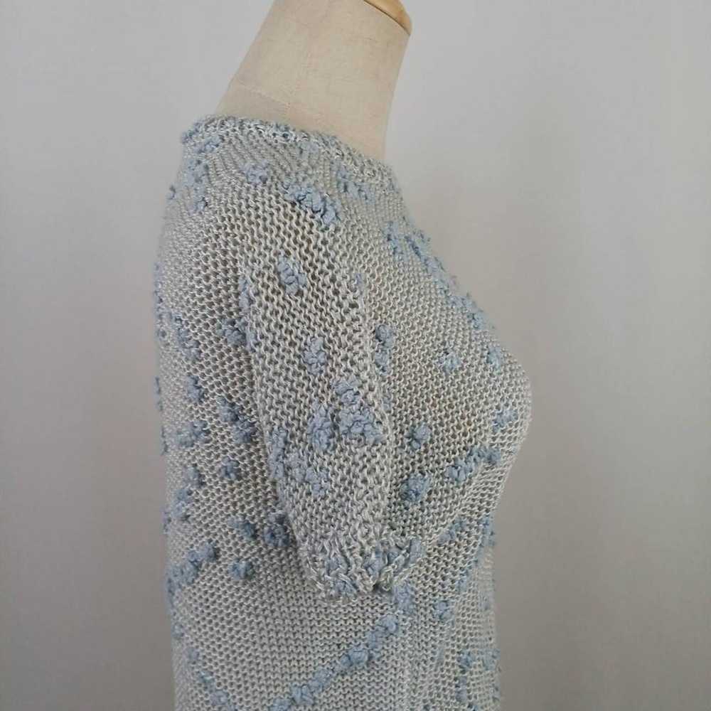 Ladies' Short Sleeve Knit Pullover Light Blue Han… - image 12