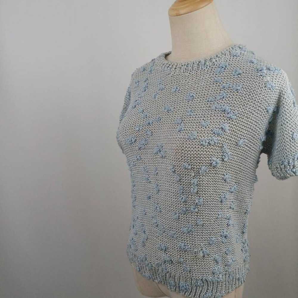 Ladies' Short Sleeve Knit Pullover Light Blue Han… - image 1