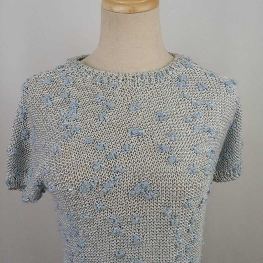 Ladies' Short Sleeve Knit Pullover Light Blue Han… - image 3