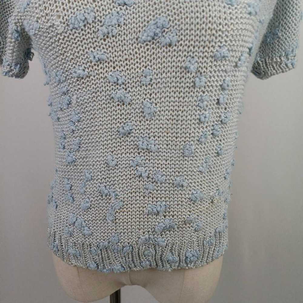 Ladies' Short Sleeve Knit Pullover Light Blue Han… - image 4