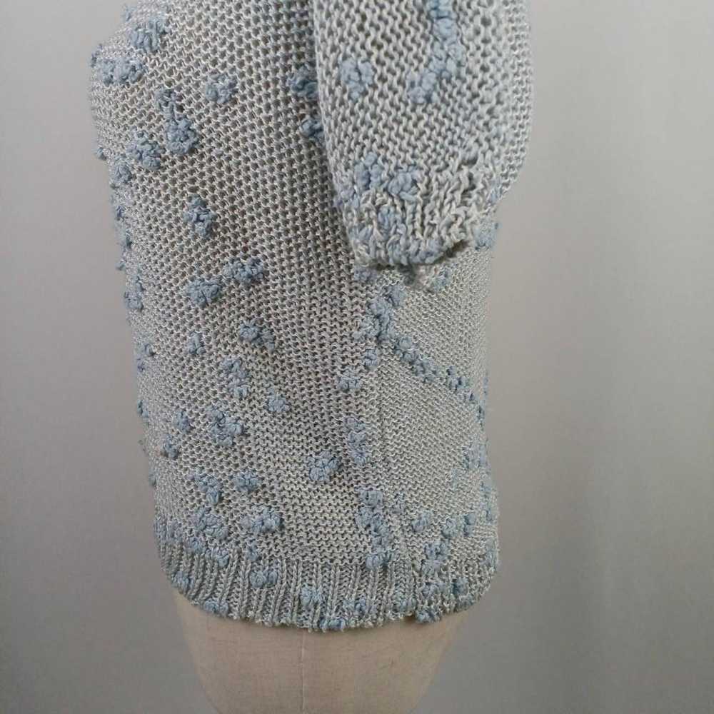 Ladies' Short Sleeve Knit Pullover Light Blue Han… - image 7