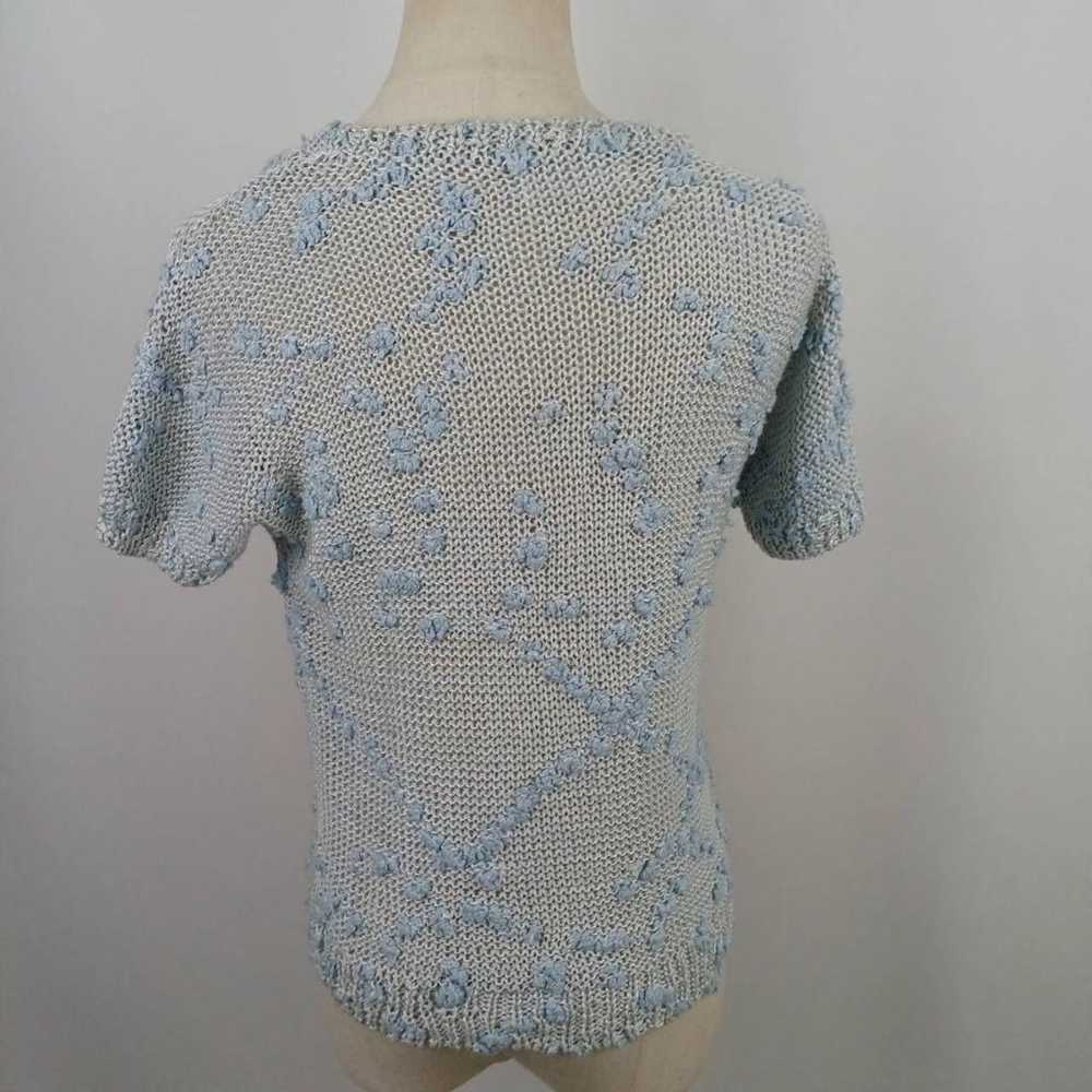 Ladies' Short Sleeve Knit Pullover Light Blue Han… - image 8