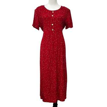 JBS Ltd Vintage 90s Dress Long Modest Rayon Red Fl