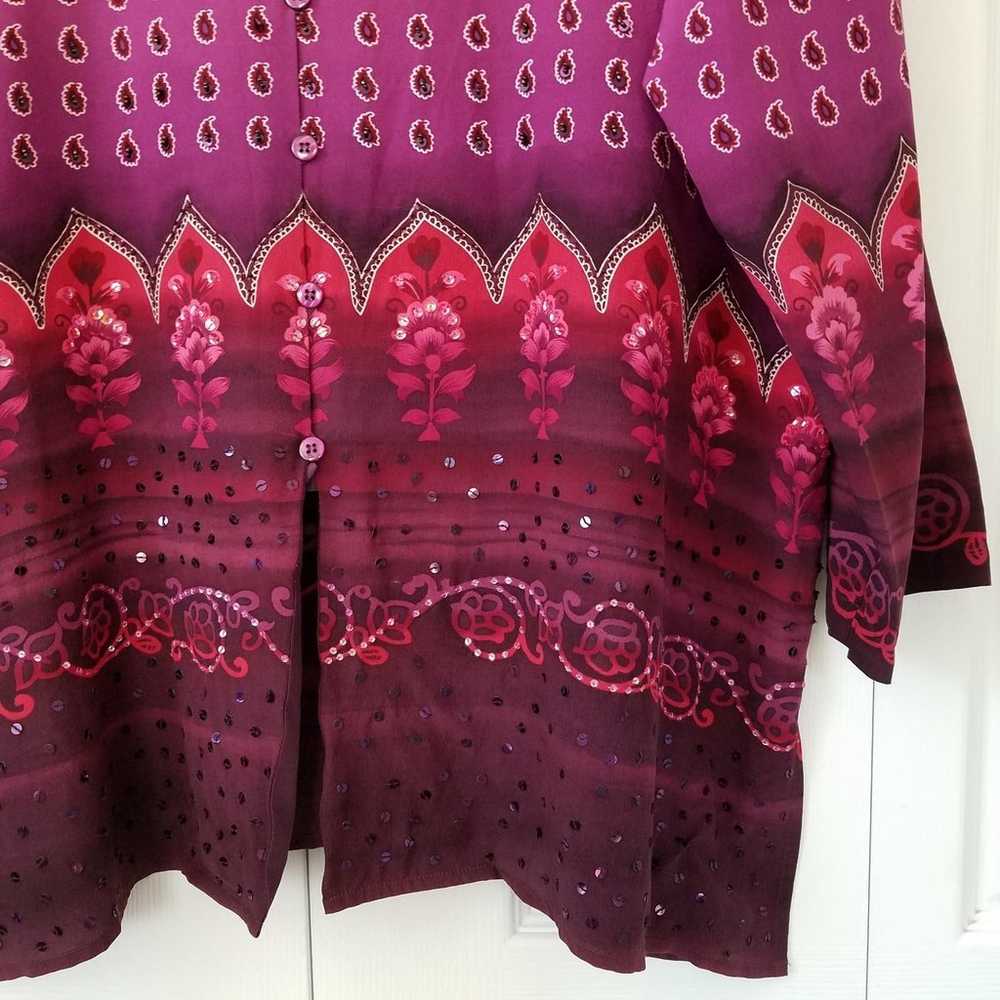 Diane Gilman Vintage Buttondown Blouse Sequins 10… - image 3