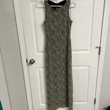 Vintage 90s black and gold maxi dress