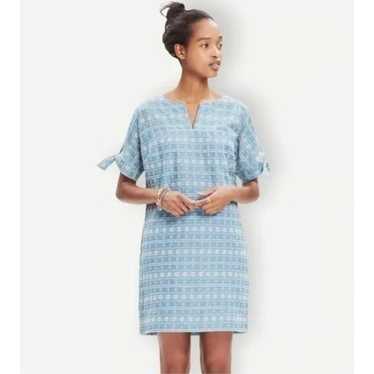 Madewell Blue Embroidered Tie-Sleeve Shift Dress S