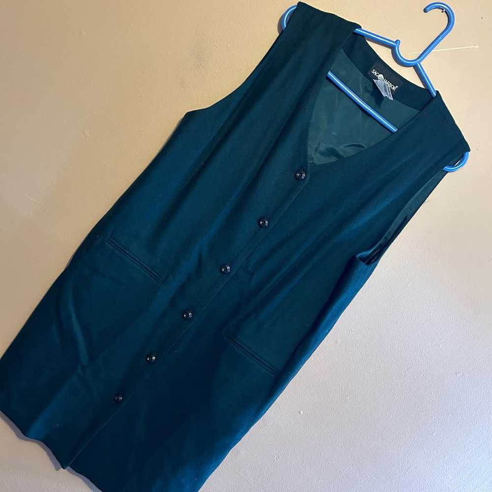 Vintage 100% Wool Button Up Dress Jumper Dark For… - image 1