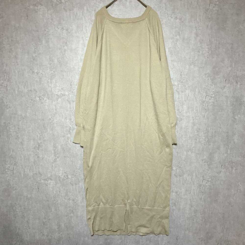 AZUL BY MOUSSY Knit Long Dress V-Neck Beige M - image 10