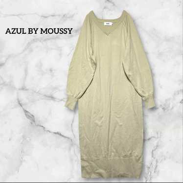 AZUL BY MOUSSY Knit Long Dress V-Neck Beige M - image 1