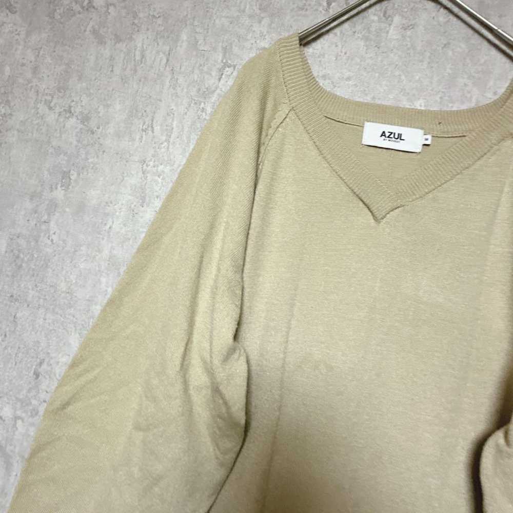 AZUL BY MOUSSY Knit Long Dress V-Neck Beige M - image 2