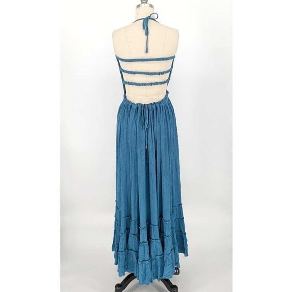 R.Vivimos Smock Backless Maxi Dress Blue S coasta… - image 2