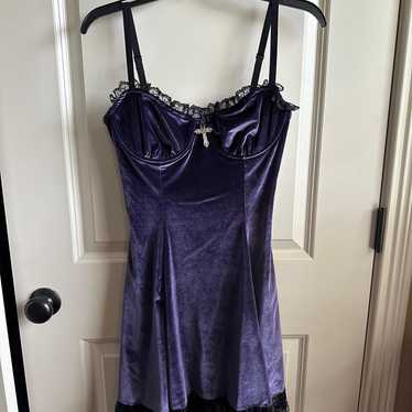 Dolls Kill House of Widow Velvet Purple Dress - image 1