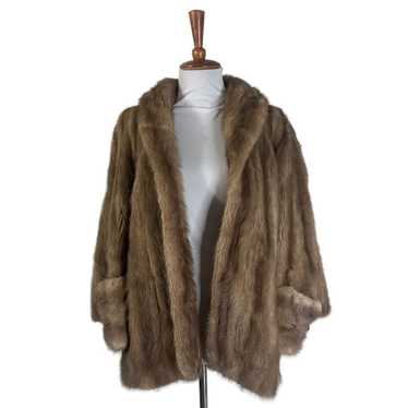 Vintage Vintage 1960s Brown Mink Fur Cape Stole W… - image 1