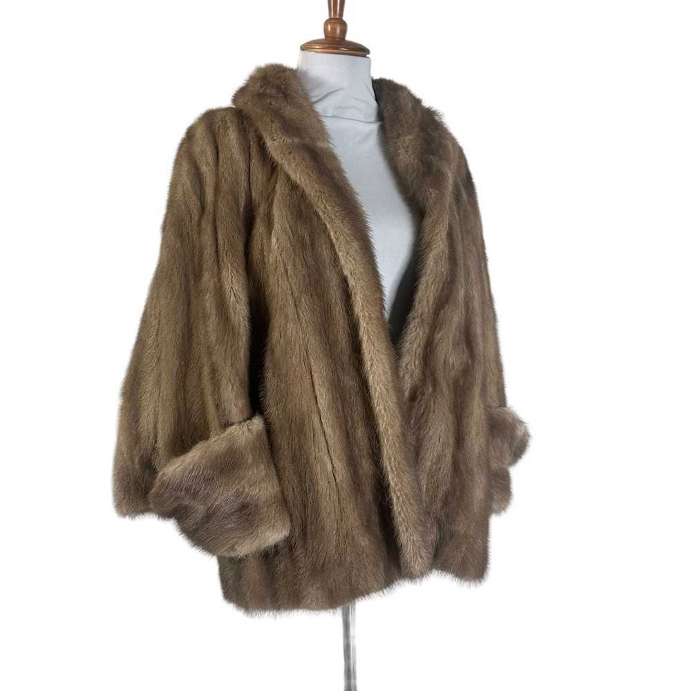 Vintage Vintage 1960s Brown Mink Fur Cape Stole W… - image 3