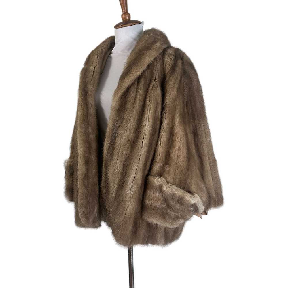 Vintage Vintage 1960s Brown Mink Fur Cape Stole W… - image 4