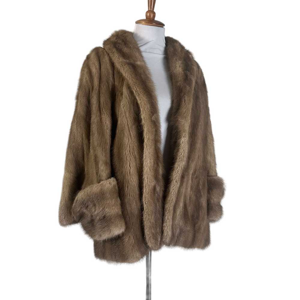 Vintage Vintage 1960s Brown Mink Fur Cape Stole W… - image 5