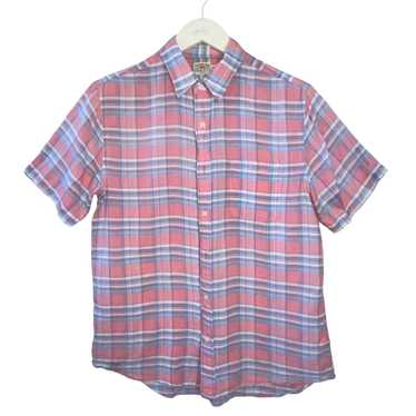 Faherty Faherty Plaid Short Sleeve Cotton Linen B… - image 1