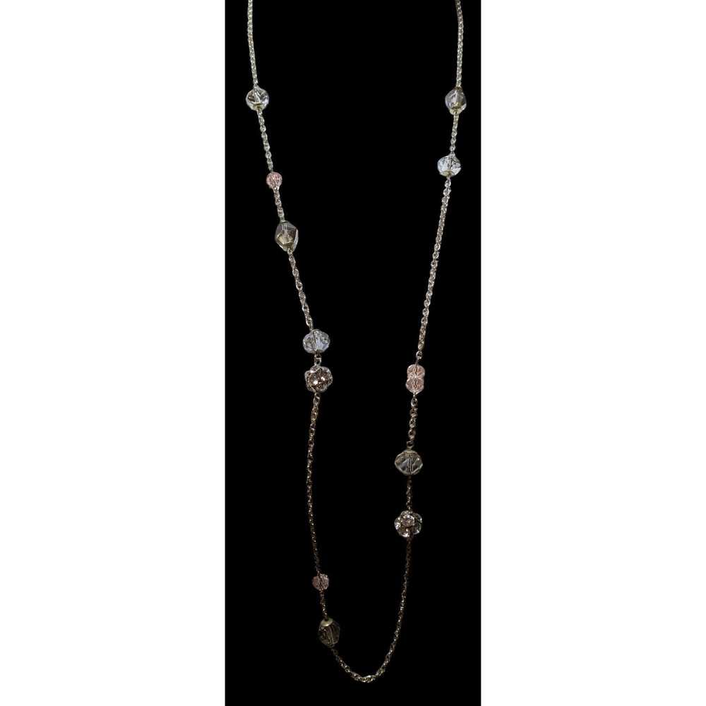 Other Y2K Glam Silver Chain Beaded Statement Neck… - image 1