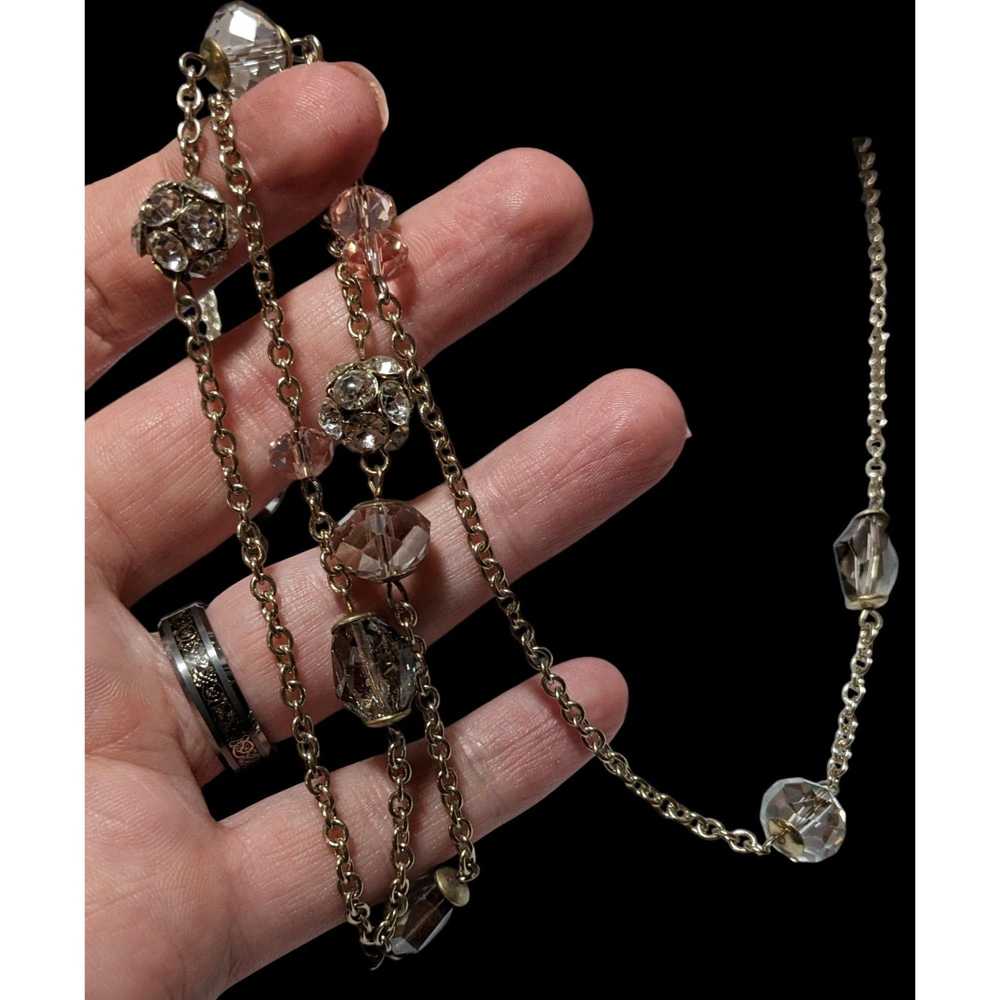 Other Y2K Glam Silver Chain Beaded Statement Neck… - image 3