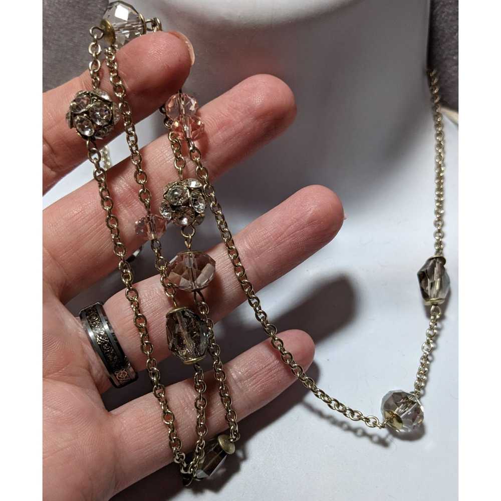 Other Y2K Glam Silver Chain Beaded Statement Neck… - image 8