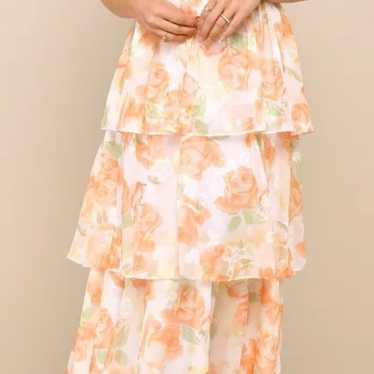 White and Orange Floral Dress