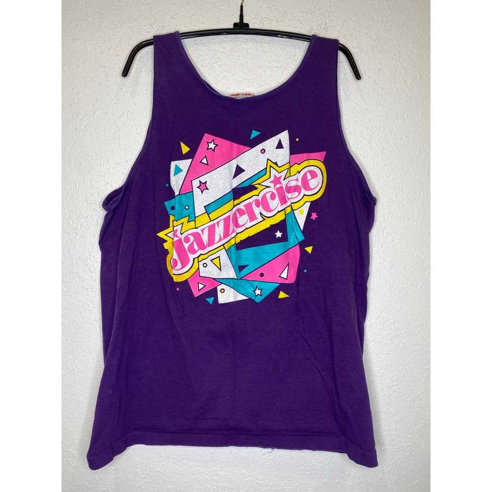 Vintage 1980’s Jazzercise Purple Tank Top Sz XL W… - image 1