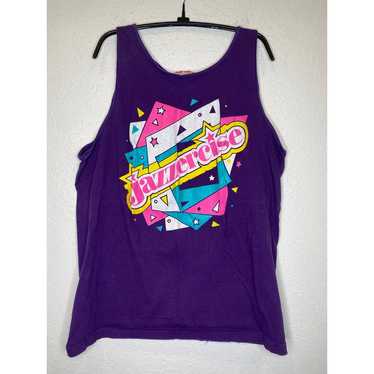 Vintage 1980’s Jazzercise Purple Tank Top Sz XL W… - image 1