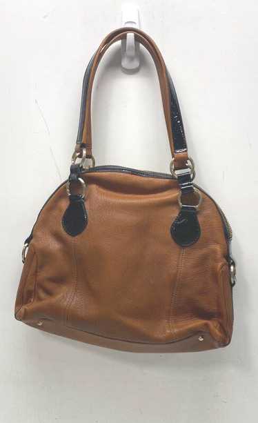 Charles David Pebble Leather Shoulder Tote Brown