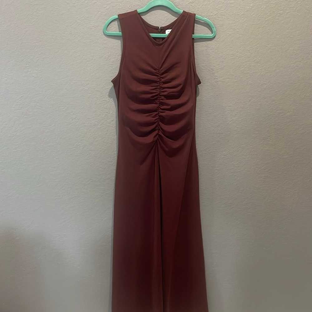 Nordstrom brown ruched dress Sz L NWOT - image 4