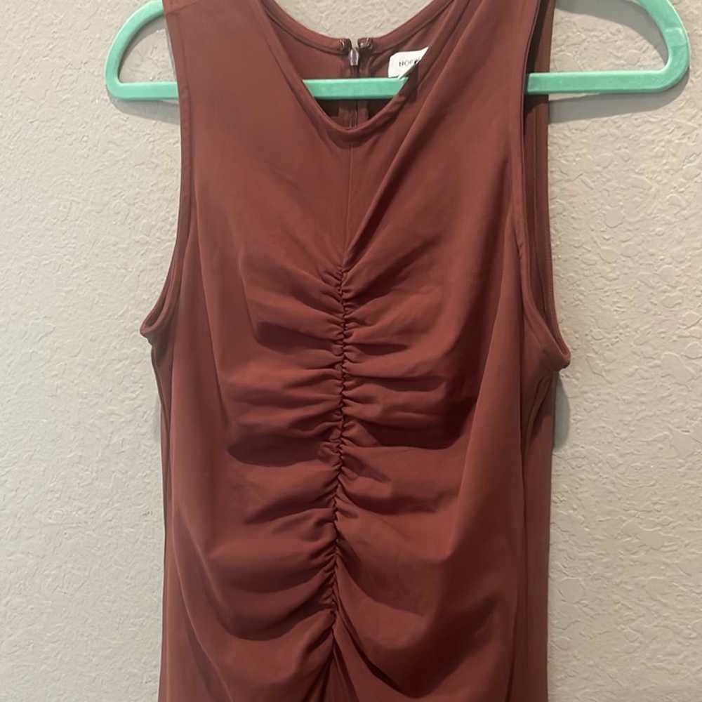 Nordstrom brown ruched dress Sz L NWOT - image 6