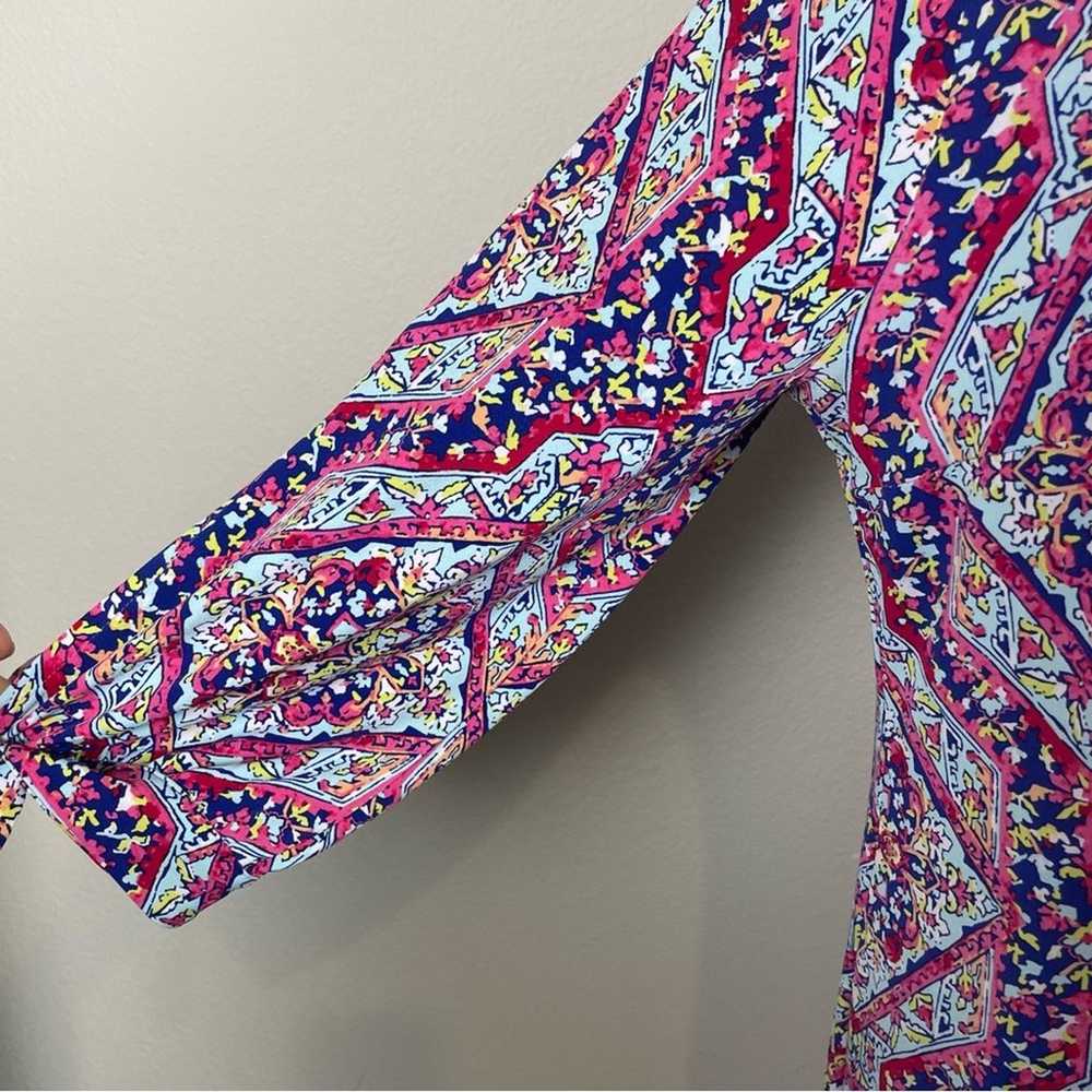 Chico's PInk Blue Multi Color Geometric Floral St… - image 3