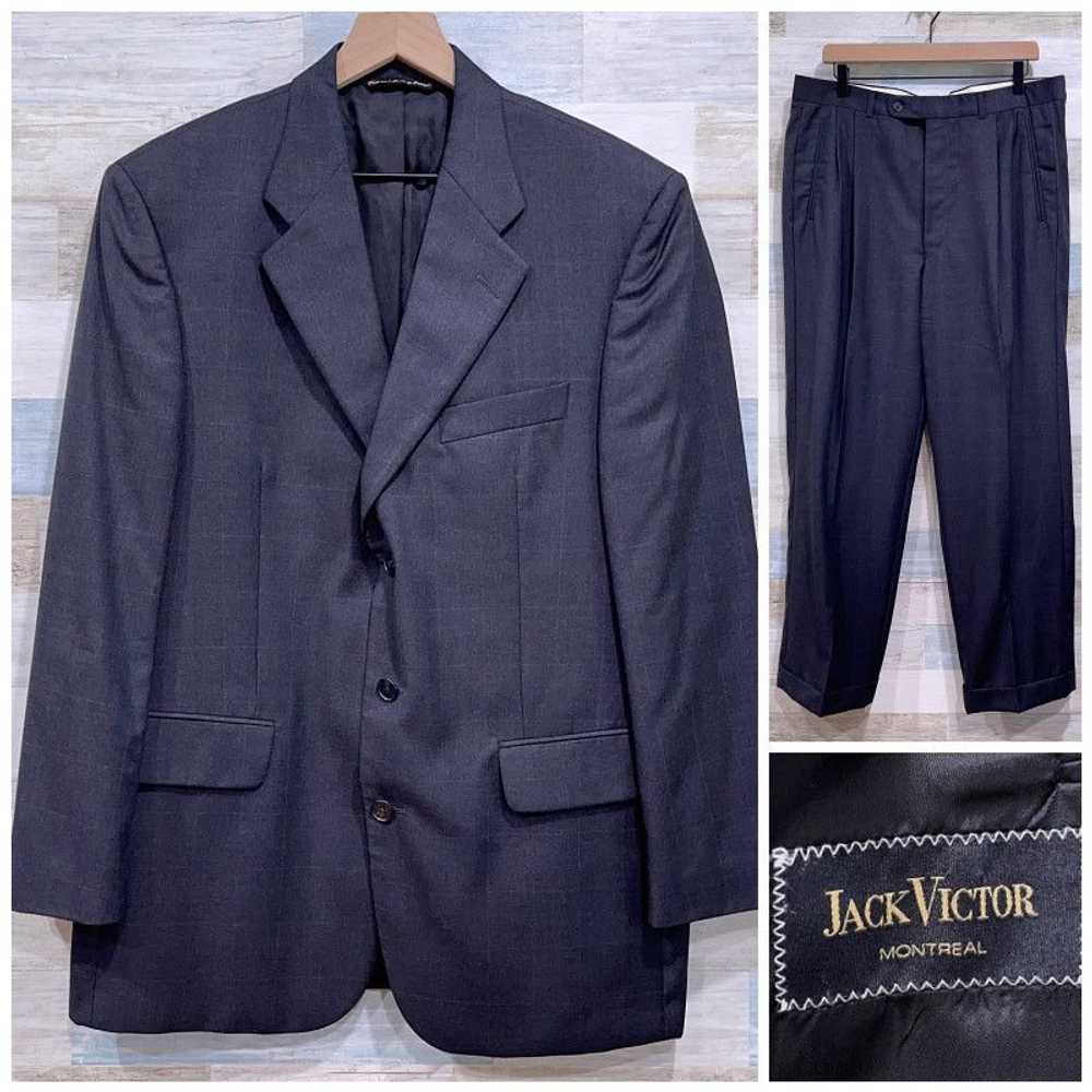 Jack Victor Jack Victor Wool Windowpane Suit Char… - image 1