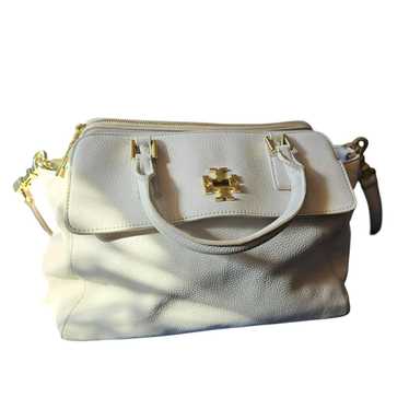 Designer Tory Burch White Leather Satchel with Gol