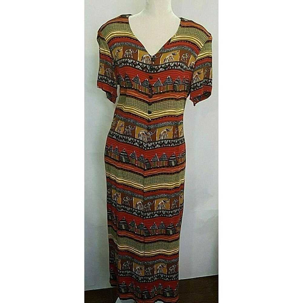 Vtg 80s 90s Betsy Lauren Dress 14 Midi Crinkle El… - image 2