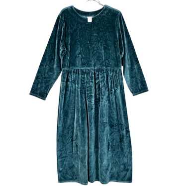 L.L. Bean Velvet Velour Maxi Dress Womens 16 Drk … - image 1