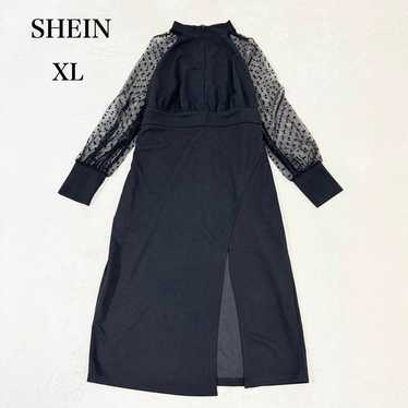 Plus Size Shein Curve Sheer Dot Sleeve Long Dress