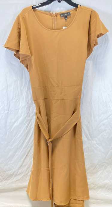 NWT Lane Bryant Womens Tan Belted Short Sleeve Bac