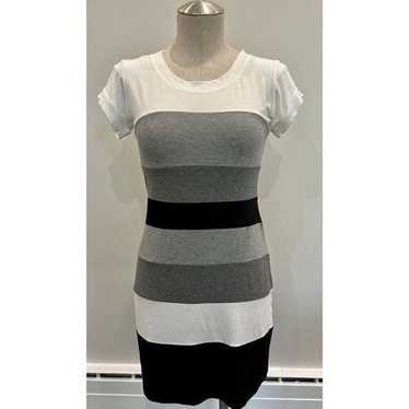 BCBGMaxAzria Short Sleeve Colorblock Stripe Dress… - image 1