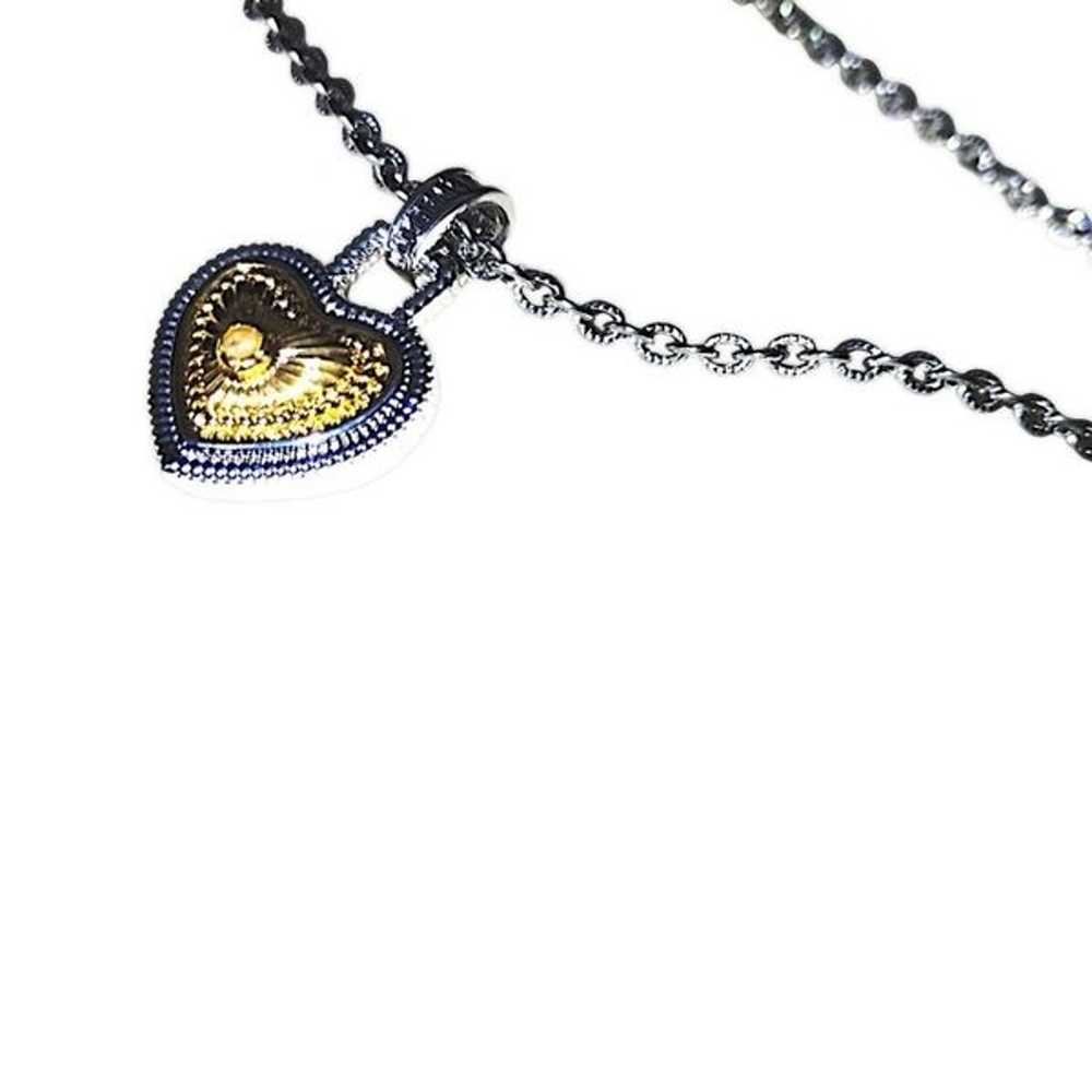 Vintage Style Heart Shaped Gold Tone Pendant Silv… - image 6