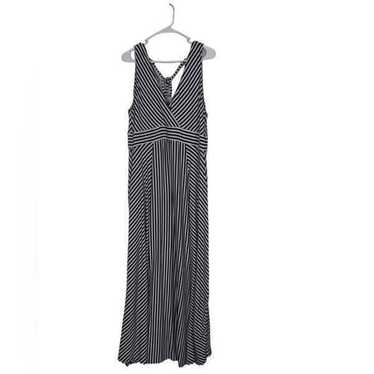 TORRID Black / White Striped Knee Slit Maxi Dress… - image 1